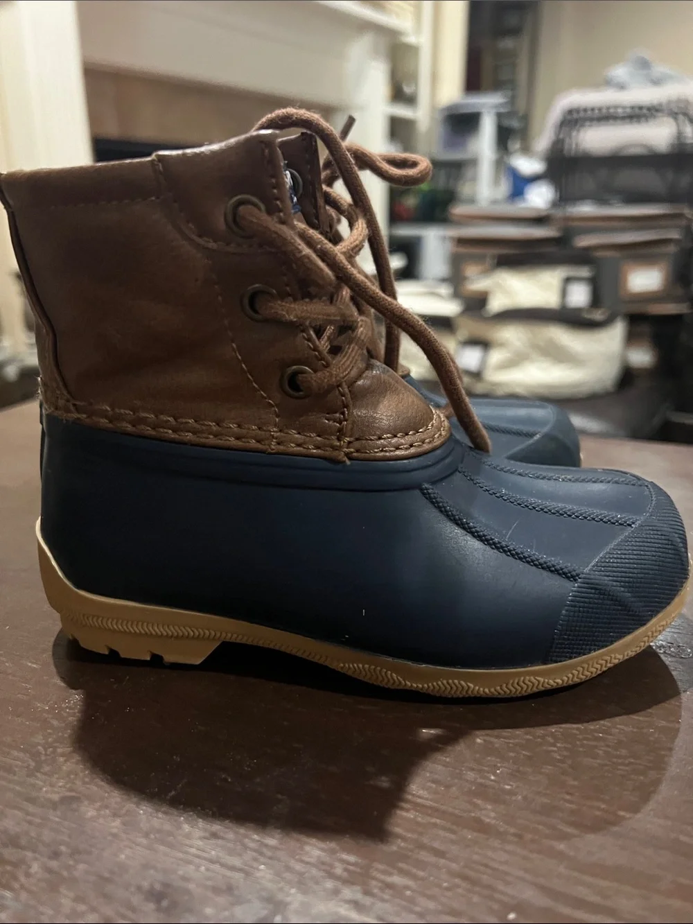 Sperry Navy and Brown Lace-Up Duck Boots